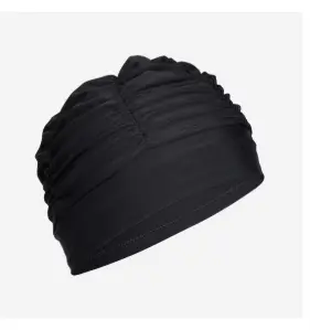 black mesh long hair swim cap.webp