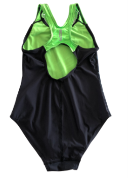 13705 Slazenger Sportback Juniors One Piece Swimsuit 13yrs (XL) Black/Green