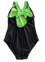 13705 Slazenger Sportback Juniors One Piece Swimsuit 13yrs (XL) Black/Green