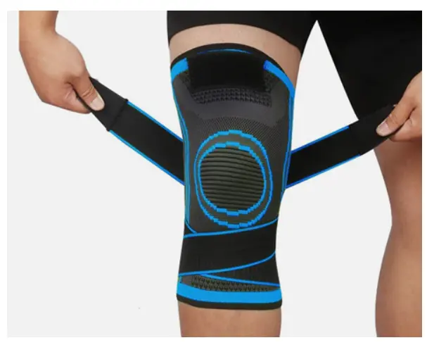 knee brace adjustable blk blue.webp