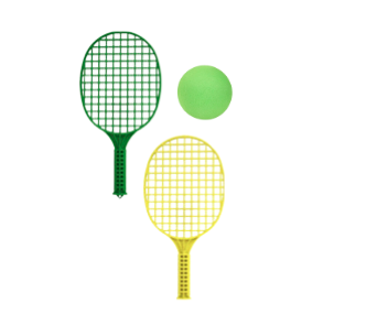 Plastic Lightweight Racket Set 2xRackets + 1xBall Small