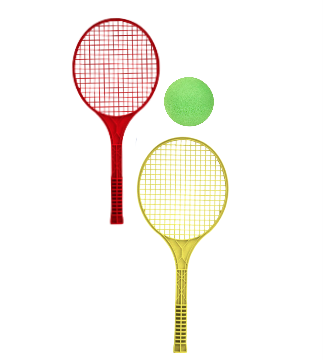 Plastic Lightweight Racket Set 2xRackets + 1xBall Large
