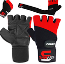 Sawans Weight Lifting Workout Gloves w/Strap Med Red|Blk