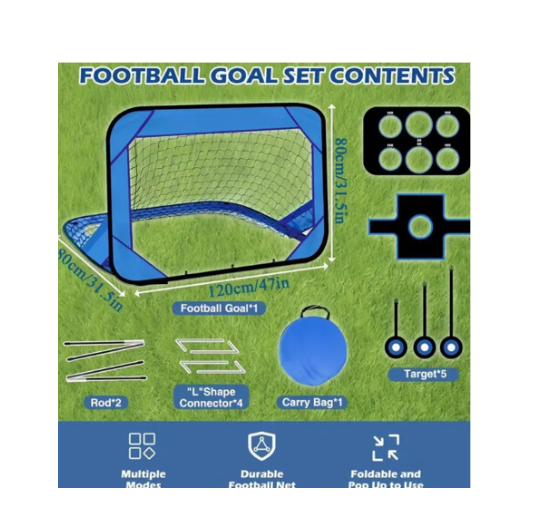 Pop Up Football Goals Portable 4 In 1 Royal Blue