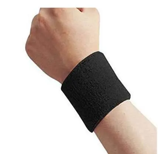 Cotton Sweat Wrist Band Black 1Pc 