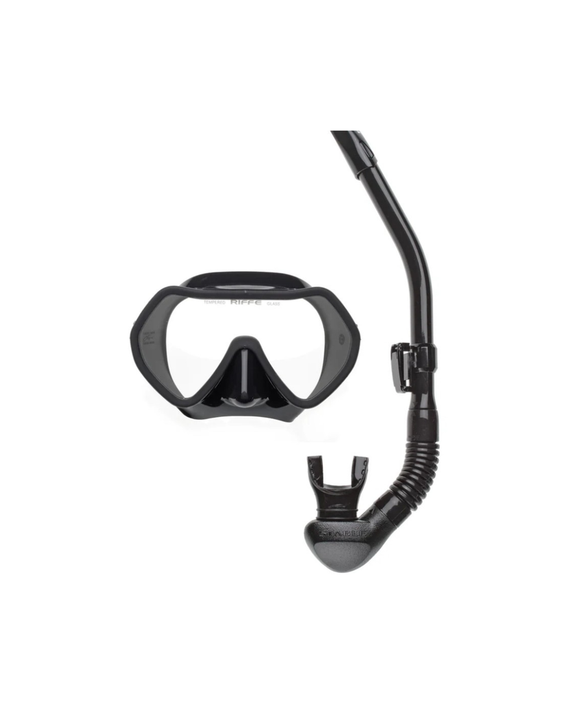 Face Mask & Snorkel Set Black|Black Adults 