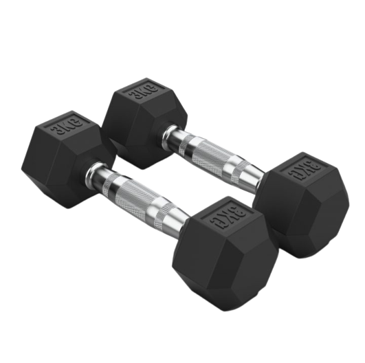 Dumbbells Metis Rubber Hex 3kg|6.6lb (Pair)