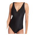 Swimsuit V-Neck Ladies One Piece Size 18 Black 