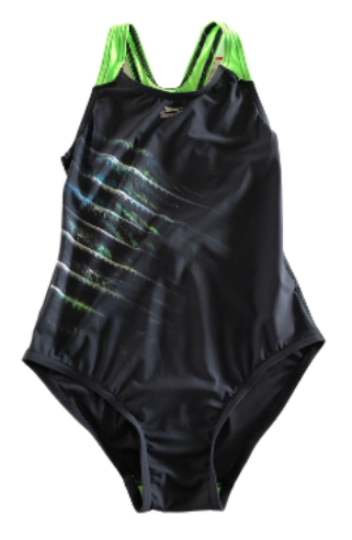 Swimsuit Sportback Juniors One Piece 13yrs (XL) Black/Green Slazenger