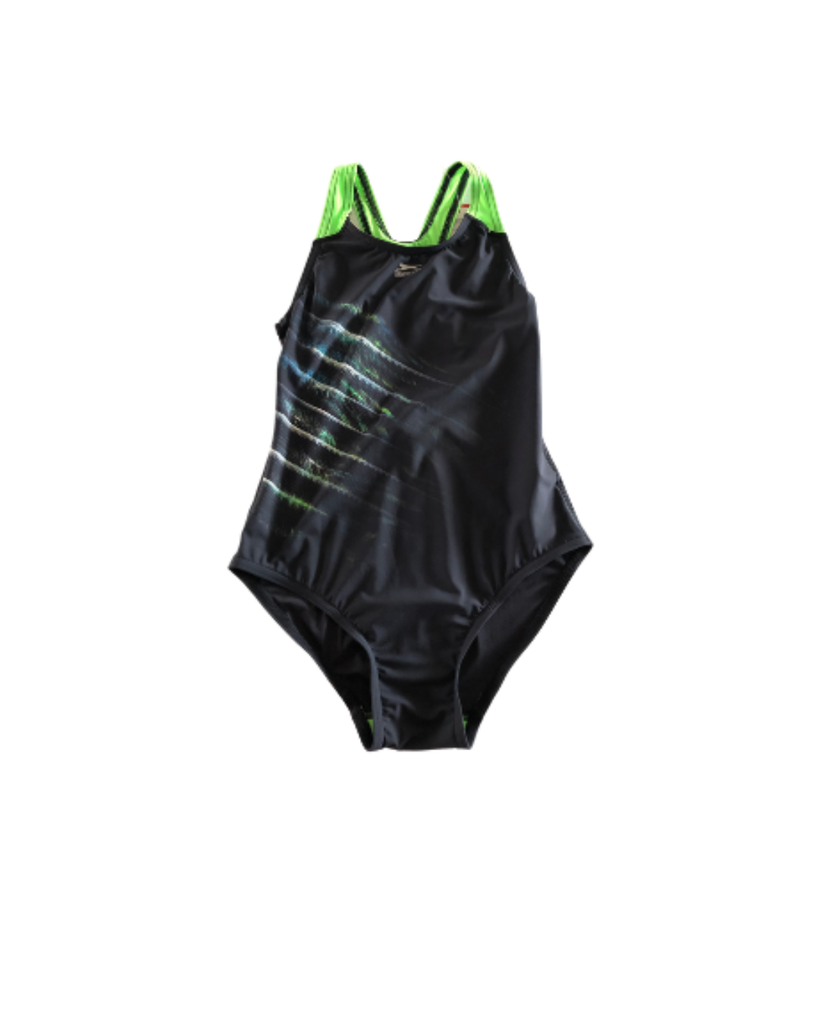 Swimsuit Sportback Juniors One Piece 13yrs (XL) Black/Green Slazenger