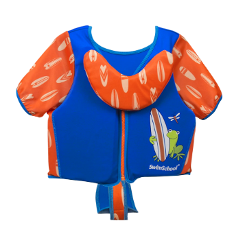 Toddler Swim Vest with Pockets & Chin Rest Blue/Orange