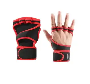 Workout Gloves Trovis Sports Fingerless Black|Red Medium