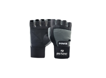 Workout Gloves Blade Leather w/Strap Black|Grey Large