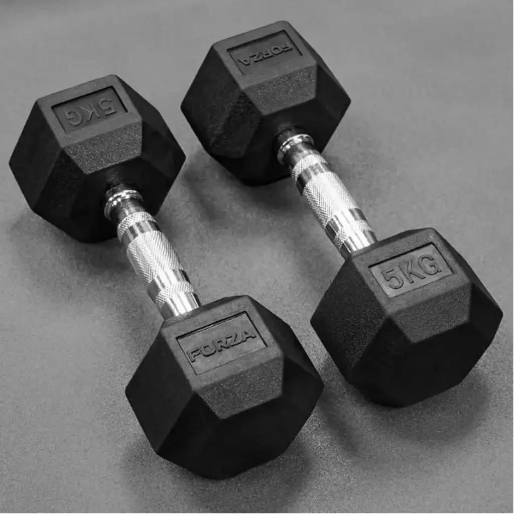 Dumbbells Forza Rubber Hex Coated 5kg|11lbs (Pair) 