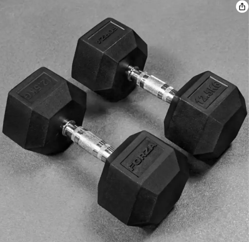 Dumbbells Forza Rubber Hex Coated 12.5kg|27.6bs (Pair) 
