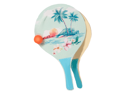 Wooden Beach Paddle Ball Set - With Ball Beach Design