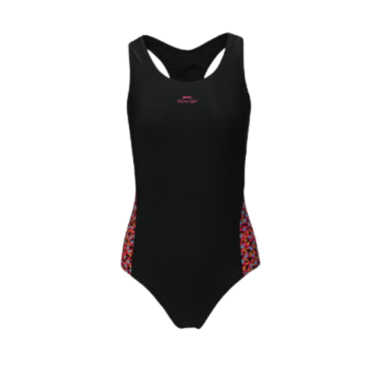 Swimsuit Ladies Slazenger RacerBack One Piece Black|Fuschia Size M