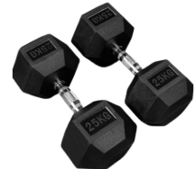 Dumbbells Metis Rubber Hex 25kg|55lbs (Pair)