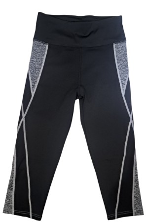 Ladies Tights Capri Patchwork High Waisted Black|Grey Small