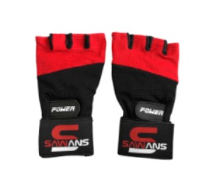 Workout Gloves Sawans w/Strap Red|Black Small