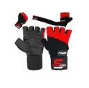 Workout Gloves Sawans w/Strap Red|Black Small
