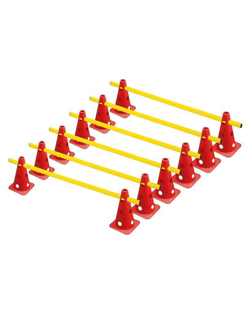 Hurdle Cones 12 Pieces with 6 Poles Red (12" cone)