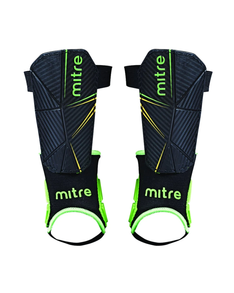 FB Shin Guards Mitre Ankle Black|Green|Yellow Small