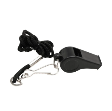 [9245] Whistle with Lanyard Black
