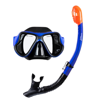 [12907]  Face Mask & Snorkel Set Black|Blue Adults 