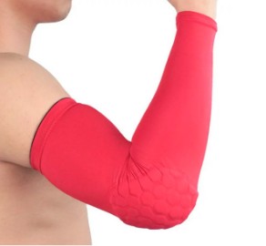 [11407] Compression Elbow Sleeve Med Hex Padded Red 
