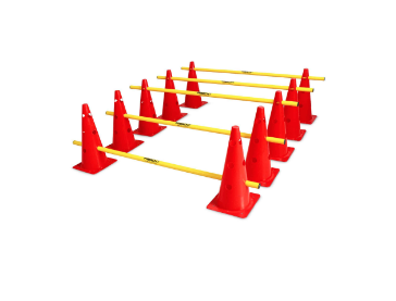 [12980] Hurdle Cones 10 Pieces with 5 Poles Red (12" cone)