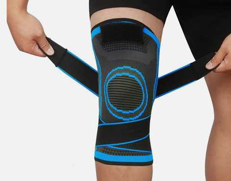[7278] Knee Support Adjustable Brace Black|Blue M