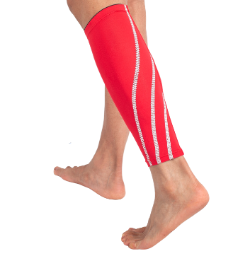 [11389] Leg & Shin Compression Sleeve Red|White L