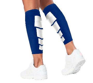 [11386] Leg & Shin Compression Sleeve Blue|White XL
