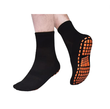 [13804] Anti Slip Sports Socks US 7-11 Black  Medium Length