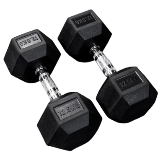 [9862] Dumbbells Metis Rubber Hex 12.5kg|27.6lbs (Pair)