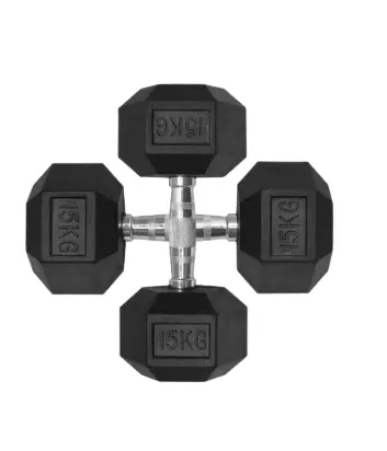 [9863] Dumbbells Metis Rubber Hex 15kg|33lbs (Pair)