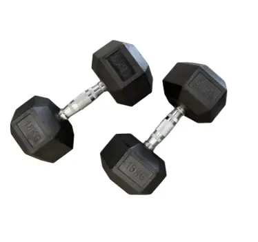 [9864] Dumbbells Rubber Hex Ergo 18kg|40lbs (Pair)