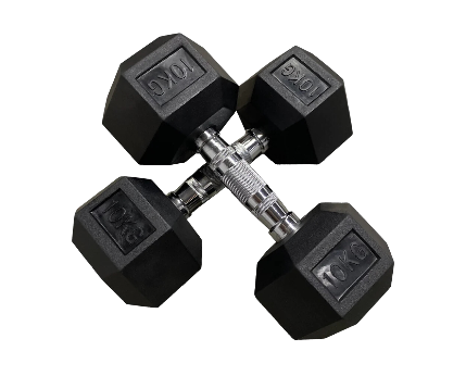 [9864] Dumbbells Rubber Hex Ergo 18kg|72lbs (Pair)