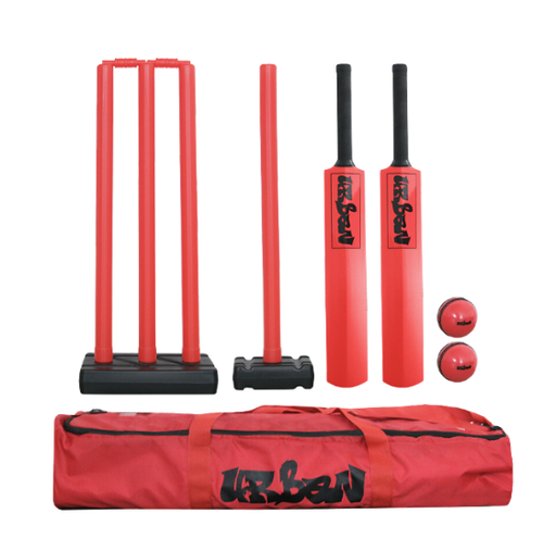 [10072] Cricket Batting Plastic  Set 2x Bats Size 3&5, 2xStumps & 2xBalls