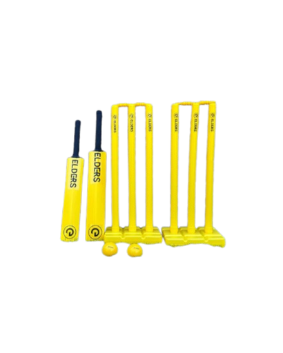 [10072] Cricket Batting Plastic  Set 2x Bats Size 3&5, 2xStumps & 2xBalls