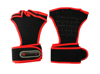 [1221] Workout Gloves Trovis Sports Fingerless Black|Red Medium
