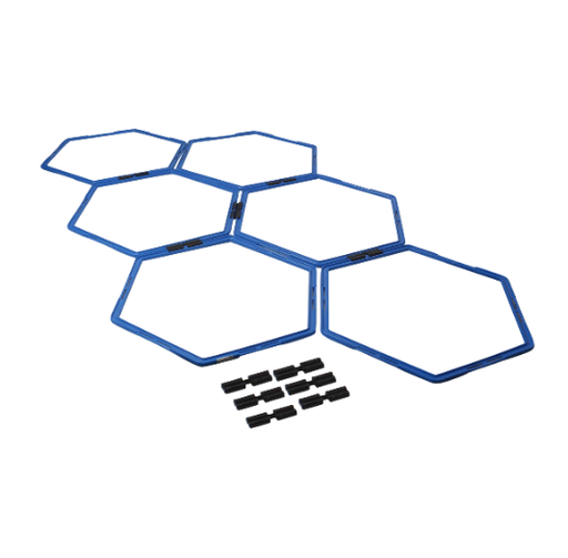 [435012] Agility Hexagon Training Rings Blue Set 6 pk 