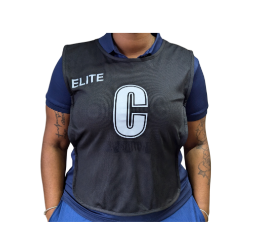 [12138] Netball Bibs Elite Set of 7 Black Adult Small