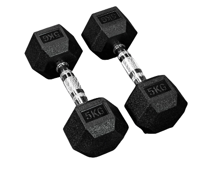 [9865] Dumbbells Metis Rubber Hex 5kg|11lbs (Pair) 