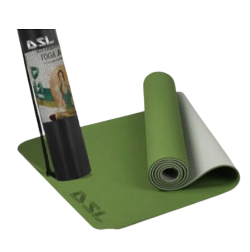 [10389] Yoga Mat Anti Slip Double Layer 24"x72" 6.0mm Thickness 100% Latex Green|Grey