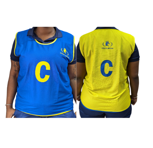 [12892] Netball Bibs Set of 7 Reversible Blue|Yellow