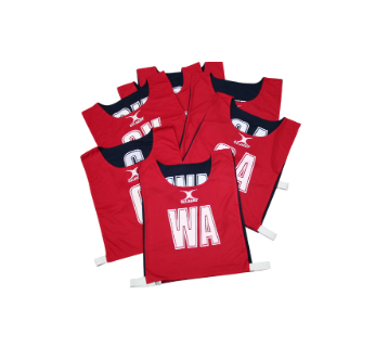 [13990] Netball Reversible Adult Bibs Red|Black