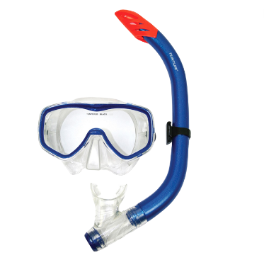 [12910]  Face Mask & Snorkel Set Blue Transparent Adults