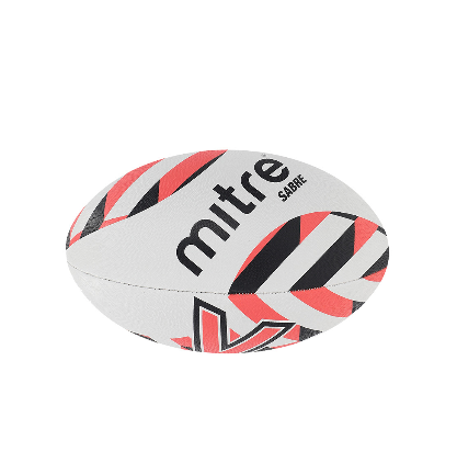 [7813] Rugby Ball Mitre Sabre White|Red Size 5